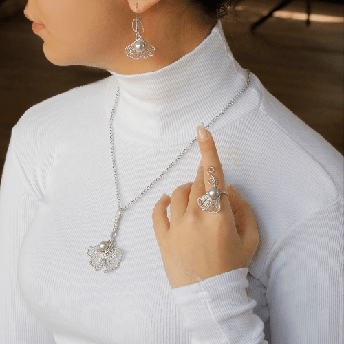 Ginkgo Silver Jewelry Set