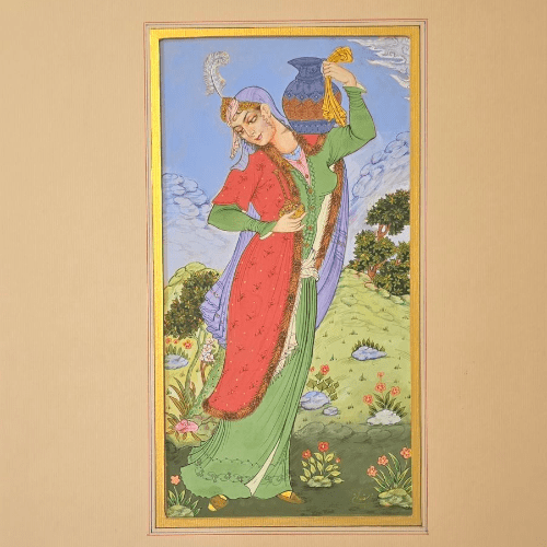 Miniature painting Lady with a Water Jar persian crafts