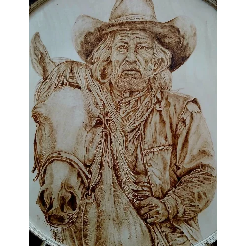 pyrography "man and horse" persian cafts