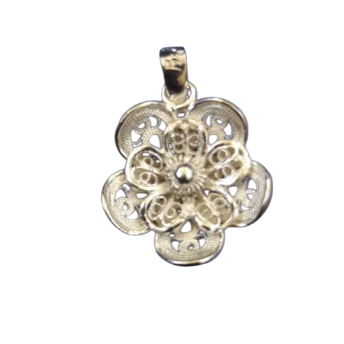 Five-Petal Filigree Silver Pendant persian crafts