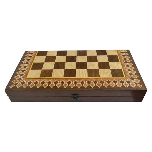 Antique Handcrafted Backgammon & Chess Board - Image 3