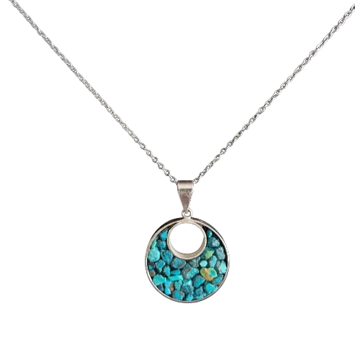 Turquoise Inlaid Silver Pendant